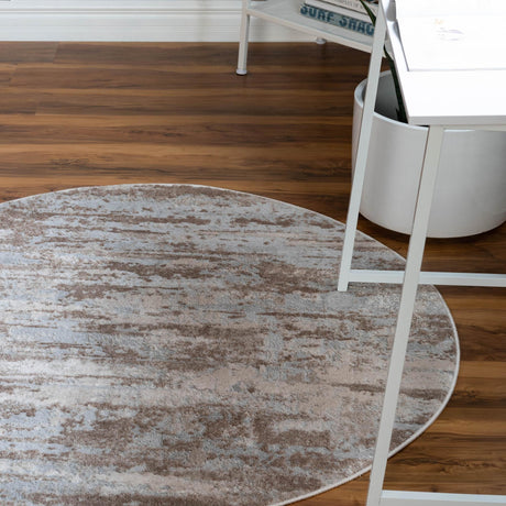 Beige 4' 1 x 4' 1 Caspian Round Area Rug 60% Polypropylene & 40% Polyester With Cotton Backing Modern Chic Carpet for Home Interior Design Decorating for Sale at Rug Engine
