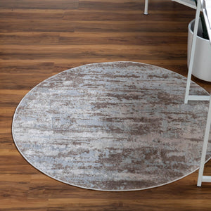 Beige 4' 1 x 4' 1 Caspian Round Area Rug 60% Polypropylene & 40% Polyester With Cotton Backing Modern Chic Carpet for Home Interior Design Decorating for Sale at Rug Engine