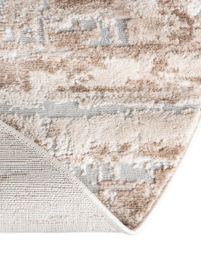 Beige 4' 1 x 4' 1 Caspian Round Area Rug 60% Polypropylene & 40% Polyester With Cotton Backing Modern Chic Carpet for Home Interior Design Decorating for Sale at Rug Engine