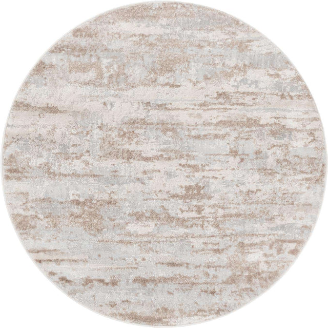 Beige 4' 1 x 4' 1 Caspian Round Area Rug 60% Polypropylene & 40% Polyester With Cotton Backing Modern Chic Carpet for Home Interior Design Decorating for Sale at Rug Engine