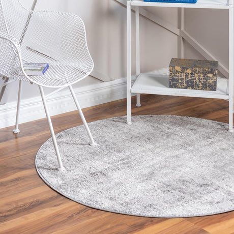 Gray 3' 3 x 3' 3 Caspian Round Area Rug 60% Polypropylene & 40% Polyester With Cotton Backing Modern Chic Carpet for Home Interior Design Decorating for Sale at Rug Engine