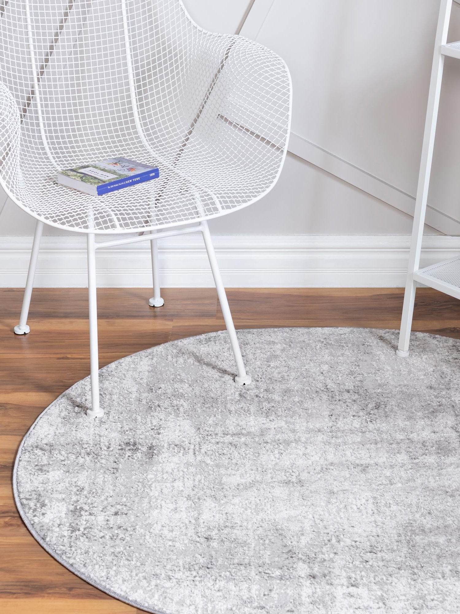 Gray 7' 1 x 7' 1 Caspian Round Area Rug 60% Polypropylene & 40% Polyester With Cotton Backing Modern Chic Carpet for Home Interior Design Decorating for Sale at Rug Engine