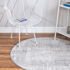 Gray 3' 3 x 3' 3 Caspian Round Area Rug 60% Polypropylene & 40% Polyester With Cotton Backing Modern Chic Carpet for Home Interior Design Decorating for Sale at Rug Engine