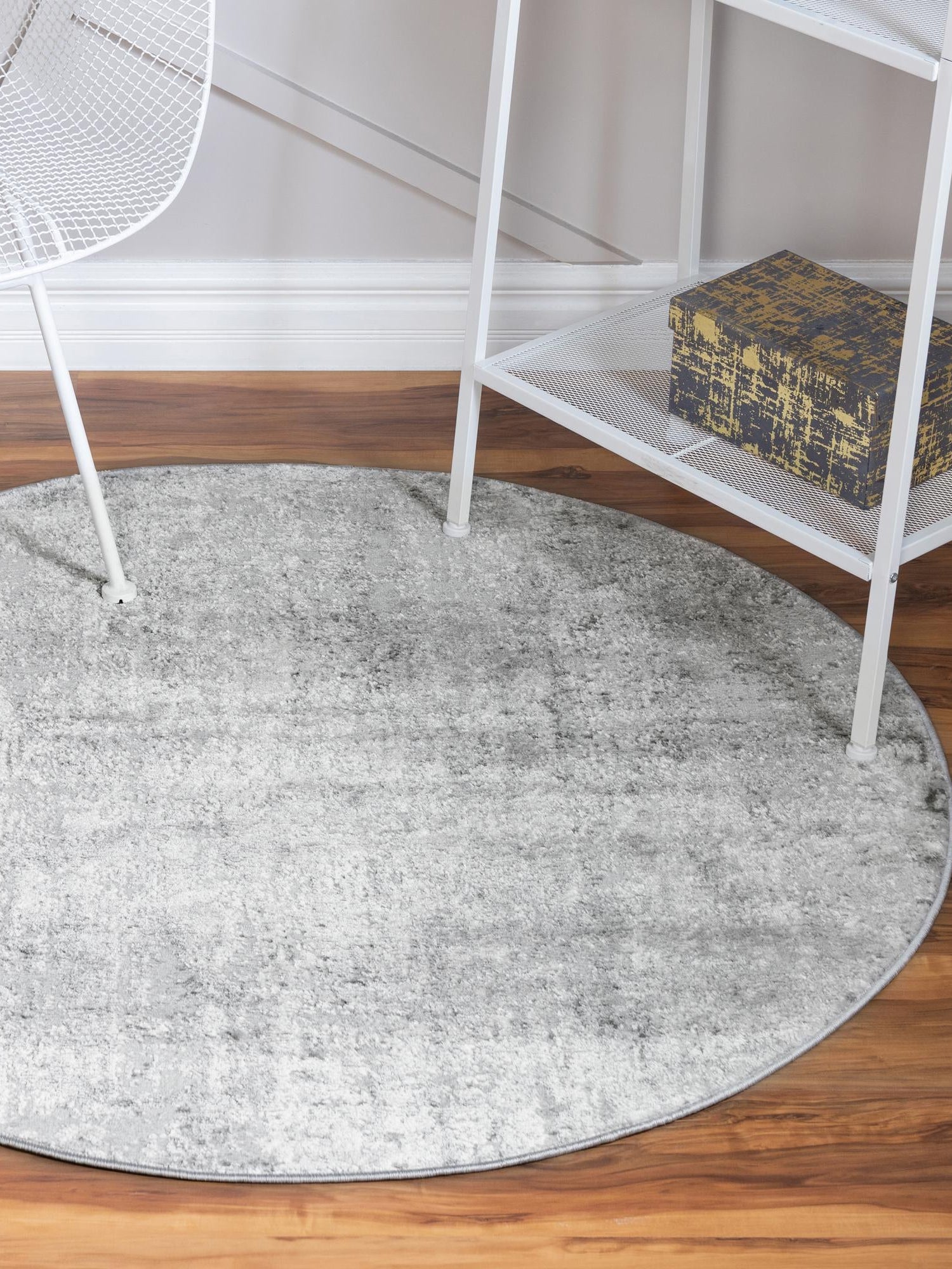 Gray 3' 3 x 3' 3 Caspian Round Area Rug 60% Polypropylene & 40% Polyester With Cotton Backing Modern Chic Carpet for Home Interior Design Decorating for Sale at Rug Engine
