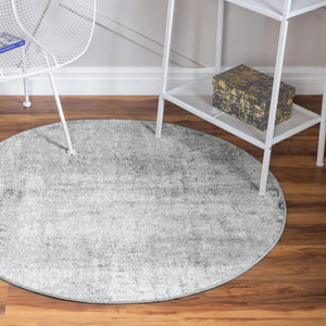 Gray 6' 1 x 6' 1 Caspian Round Area Rug 60% Polypropylene & 40% Polyester With Cotton Backing Modern Chic Carpet for Home Interior Design Decorating for Sale at Rug Engine