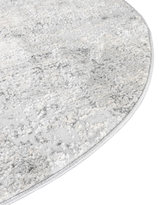 Gray 5' 3 x 5' 3 Caspian Round Area Rug 60% Polypropylene & 40% Polyester With Cotton Backing Modern Chic Carpet for Home Interior Design Decorating for Sale at Rug Engine