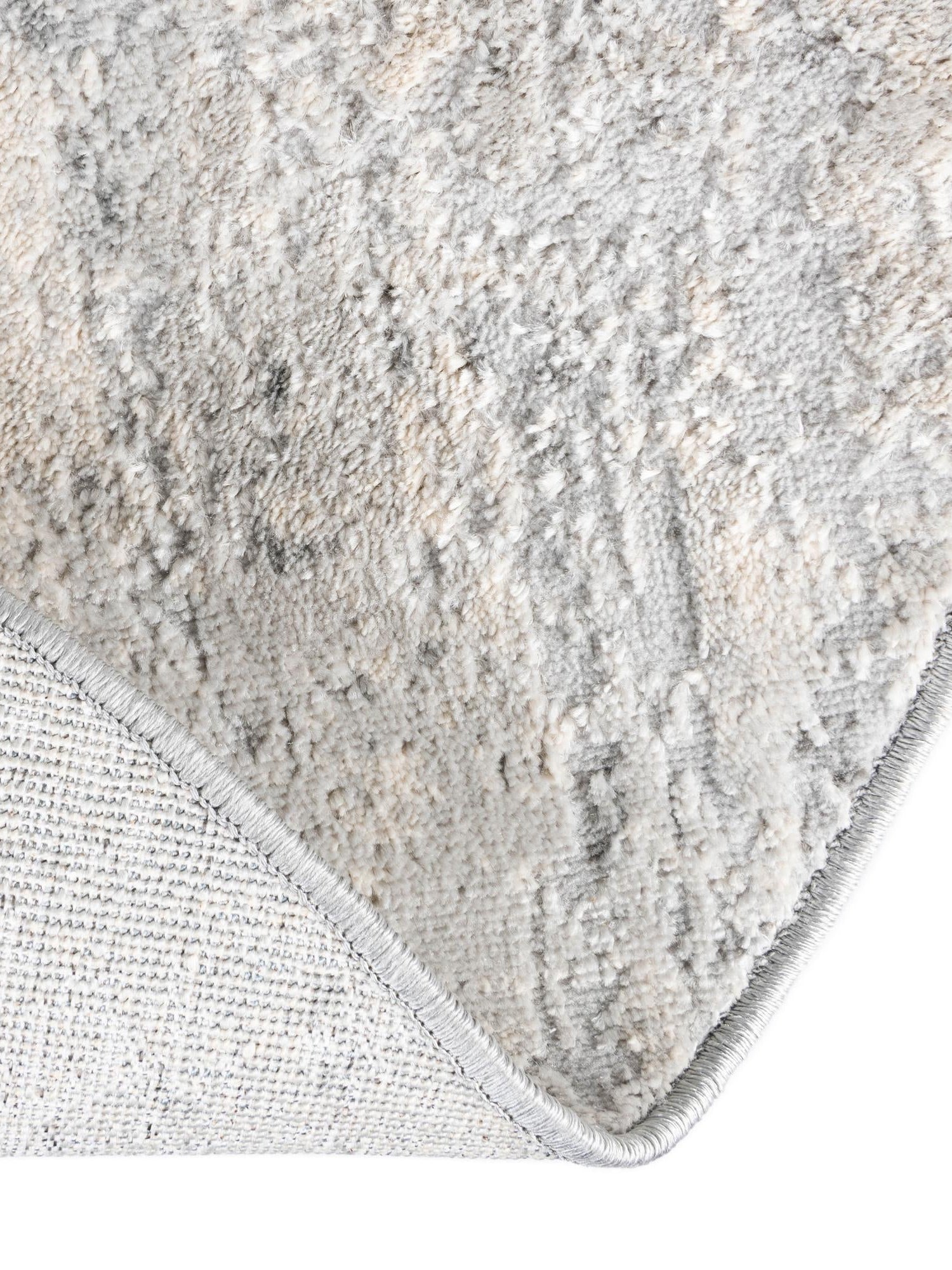 Gray 7' 1 x 7' 1 Caspian Round Area Rug 60% Polypropylene & 40% Polyester With Cotton Backing Modern Chic Carpet for Home Interior Design Decorating for Sale at Rug Engine