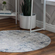 Gray Blue 4' 1 x 4' 1 Caspian Round Area Rug 60% Polypropylene & 40% Polyester With Cotton Backing Modern Chic Carpet for Home Interior Design Decorating for Sale at Rug Engine