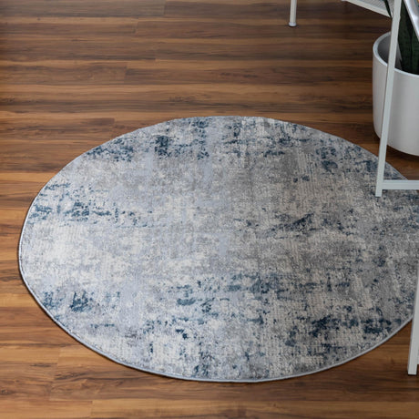 Gray Blue 5' 3 x 5' 3 Caspian Round Area Rug 60% Polypropylene & 40% Polyester With Cotton Backing Modern Chic Carpet for Home Interior Design Decorating for Sale at Rug Engine