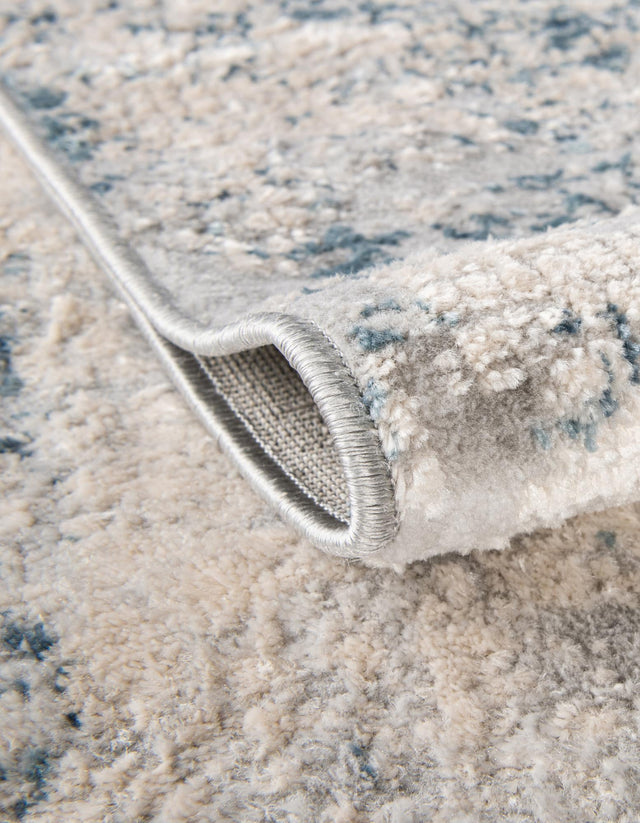 Gray Blue 5' 3 x 5' 3 Caspian Round Area Rug 60% Polypropylene & 40% Polyester With Cotton Backing Modern Chic Carpet for Home Interior Design Decorating for Sale at Rug Engine