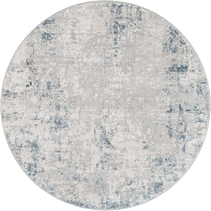 Gray Blue 4' 1 x 4' 1 Caspian Round Area Rug 60% Polypropylene & 40% Polyester With Cotton Backing Modern Chic Carpet for Home Interior Design Decorating for Sale at Rug Engine