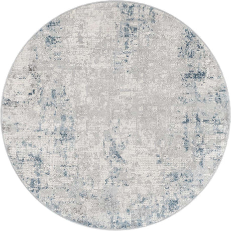 Gray Blue 4' 1 x 4' 1 Caspian Round Area Rug 60% Polypropylene & 40% Polyester With Cotton Backing Modern Chic Carpet for Home Interior Design Decorating for Sale at Rug Engine