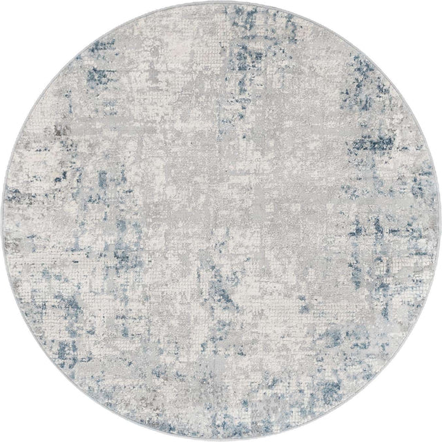 Gray Blue 4' 1 x 4' 1 Caspian Round Area Rug 60% Polypropylene & 40% Polyester With Cotton Backing Modern Chic Carpet for Home Interior Design Decorating for Sale at Rug Engine