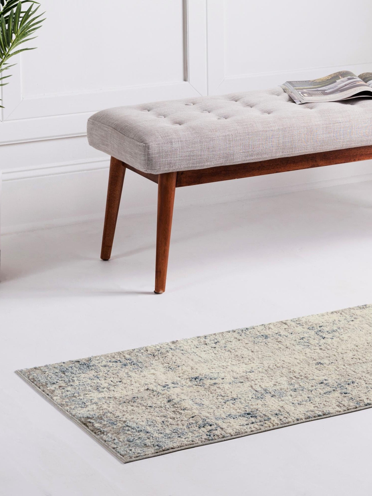 Gray Blue 2' 7 x 10' Caspian Runner Area Rug 60% Polypropylene & 40% Polyester With Cotton Backing Modern Chic Carpet for Home Interior Design Decorating for Sale at Rug Engine