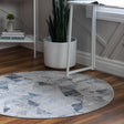 Gray 4' 1 x 4' 1 Caspian Round Area Rug 60% Polypropylene & 40% Polyester With Cotton Backing Modern Chic Carpet for Home Interior Design Decorating for Sale at Rug Engine