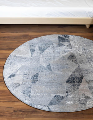 Gray 4' 1 x 4' 1 Caspian Round Area Rug 60% Polypropylene & 40% Polyester With Cotton Backing Modern Chic Carpet for Home Interior Design Decorating for Sale at Rug Engine