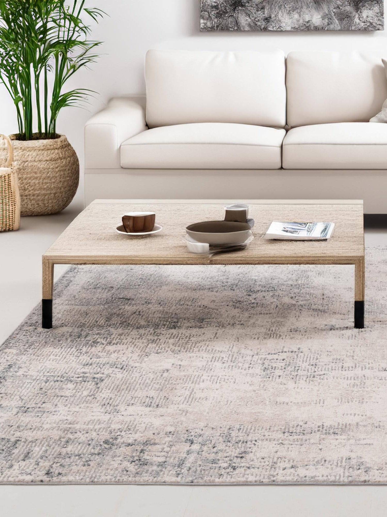 Bone 5' 1 x 8' Caspian Rectangle Area Rug 60% Polypropylene & 40% Polyester With Cotton Backing Modern Chic Carpet for Home Interior Design Decorating for Sale at Rug Engine