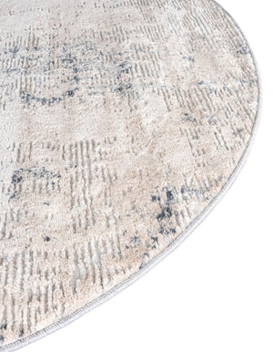 Bone 4' 1 x 4' 1 Caspian Round Area Rug 60% Polypropylene & 40% Polyester With Cotton Backing Modern Chic Carpet for Home Interior Design Decorating for Sale at Rug Engine
