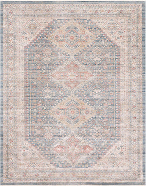 Blue 10' x 13' 5 Noble Rectangle Area Rug 100% Polyester Traditional Distressed Classic Contemporary Carpet for Home Decor for Sale at Rug Engine