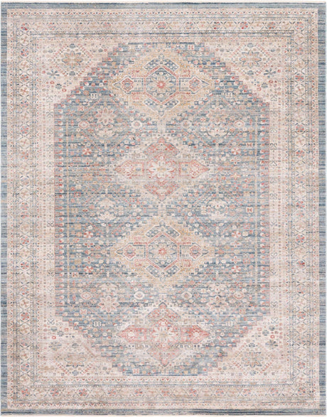 Blue 10' x 13' 5 Noble Rectangle Area Rug 100% Polyester Traditional Distressed Classic Contemporary Carpet for Home Decor for Sale at Rug Engine
