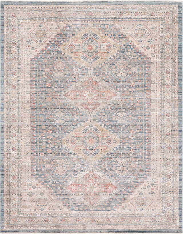 Blue 10' x 13' 5 Noble Rectangle Area Rug 100% Polyester Traditional Distressed Classic Contemporary Carpet for Home Decor for Sale at Rug Engine