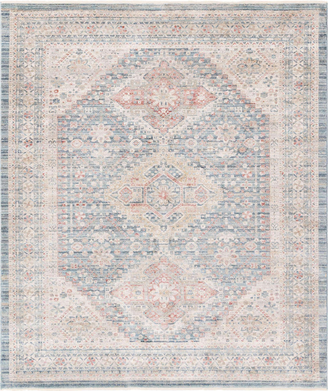 Blue 8' x 10' Noble Rectangle Area Rug 100% Polyester Traditional Distressed Classic Contemporary Carpet for Home Decor for Sale at Rug Engine