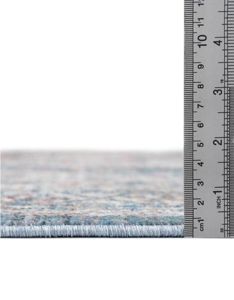 Blue 6' x 6' Noble Round Area Rug 100% Polyester Traditional Distressed Classic Contemporary Carpet for Home Decor for Sale at Rug Engine