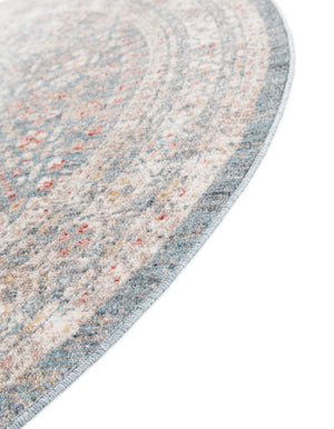Blue 3' 10 x 3' 10 Noble Round Area Rug 100% Polyester Traditional Distressed Classic Contemporary Carpet for Home Decor for Sale at Rug Engine