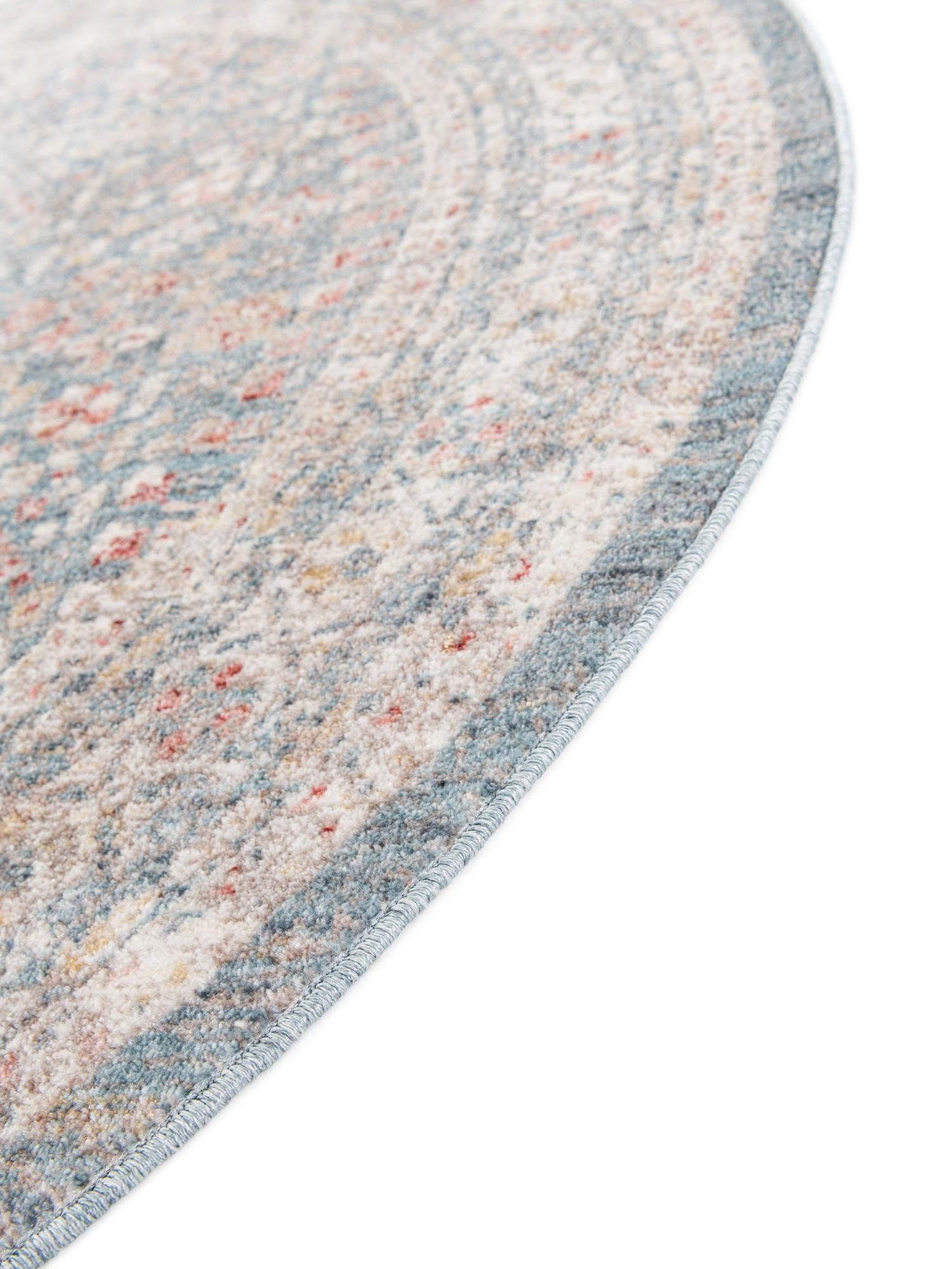 Blue 3' 3 x 3' 3 Noble Round Area Rug 100% Polyester Traditional Distressed Classic Contemporary Carpet for Home Decor for Sale at Rug Engine