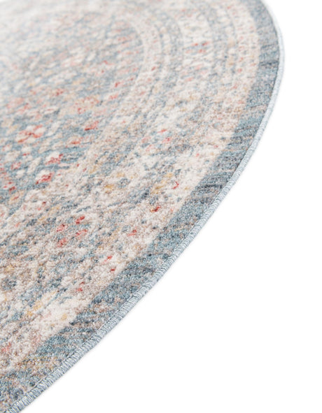 Blue 6' x 6' Noble Round Area Rug 100% Polyester Traditional Distressed Classic Contemporary Carpet for Home Decor for Sale at Rug Engine