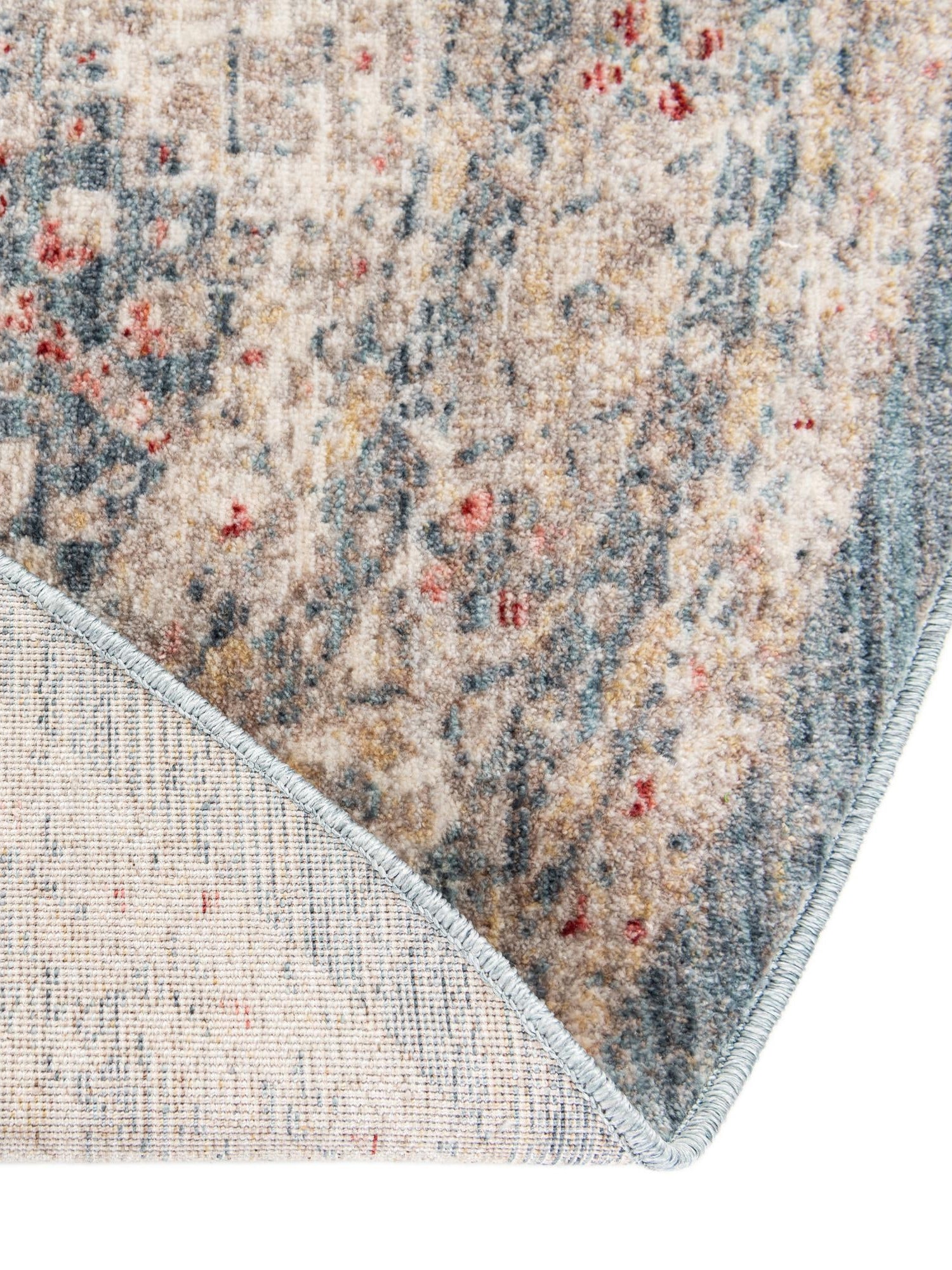 Blue 3' 3 x 3' 3 Noble Round Area Rug 100% Polyester Traditional Distressed Classic Contemporary Carpet for Home Decor for Sale at Rug Engine