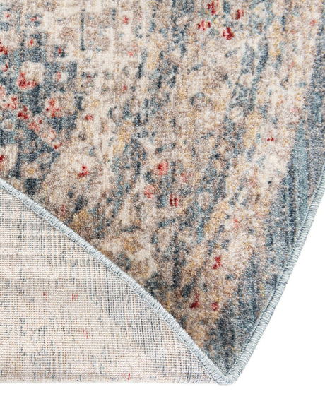 Blue 3' 3 x 3' 3 Noble Round Area Rug 100% Polyester Traditional Distressed Classic Contemporary Carpet for Home Decor for Sale at Rug Engine