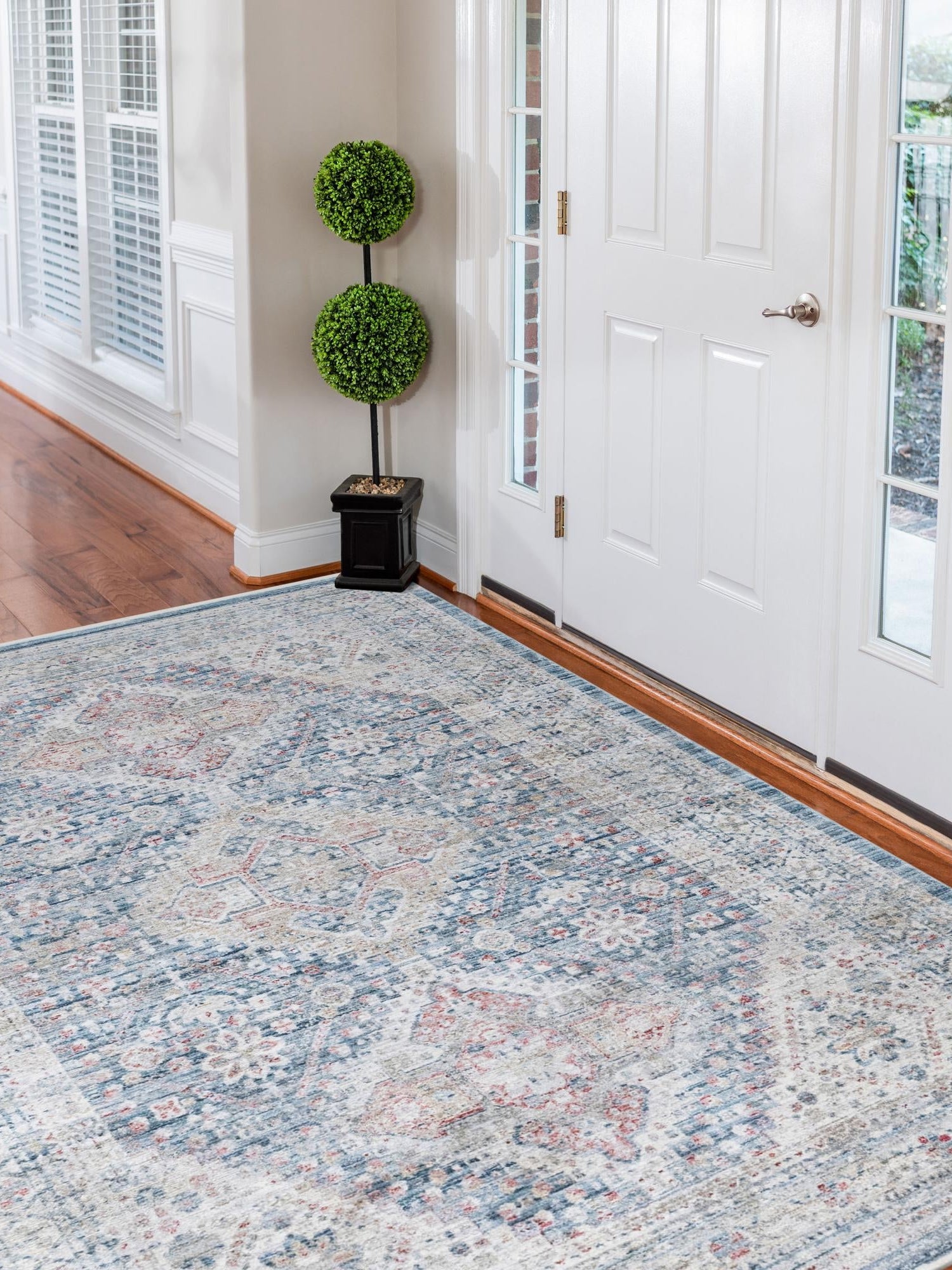 Blue 3' 3 x 5' 3 Noble Rectangle Area Rug 100% Polyester Traditional Distressed Classic Contemporary Carpet for Home Decor for Sale at Rug Engine