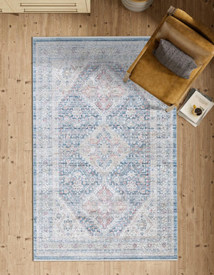 Blue 9' x 12' Noble Rectangle Area Rug 100% Polyester Traditional Distressed Classic Contemporary Carpet for Home Decor for Sale at Rug Engine