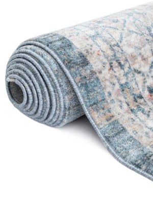 Blue 4' 1 x 5' 7 Noble Rectangle Area Rug 100% Polyester Traditional Distressed Classic Contemporary Carpet for Home Decor for Sale at Rug Engine