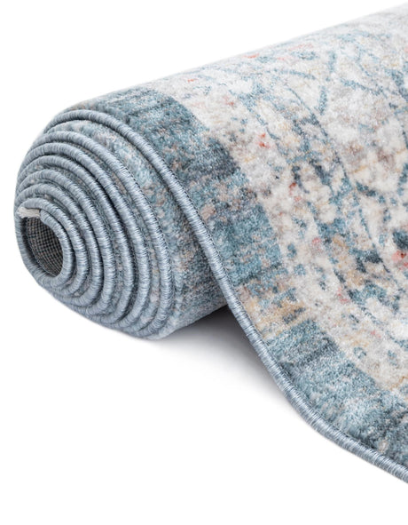 Blue 4' 1 x 5' 7 Noble Rectangle Area Rug 100% Polyester Traditional Distressed Classic Contemporary Carpet for Home Decor for Sale at Rug Engine