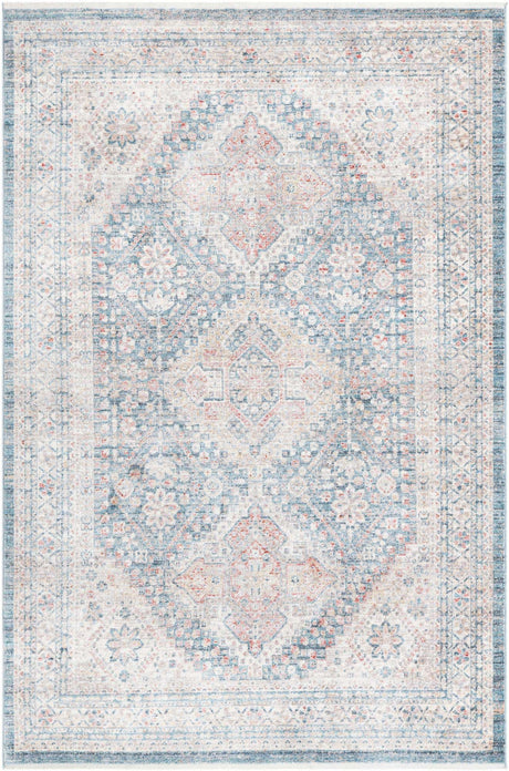 Blue 5' 1 x 7' 10 Noble Rectangle Area Rug 100% Polyester Traditional Distressed Classic Contemporary Carpet for Home Decor for Sale at Rug Engine