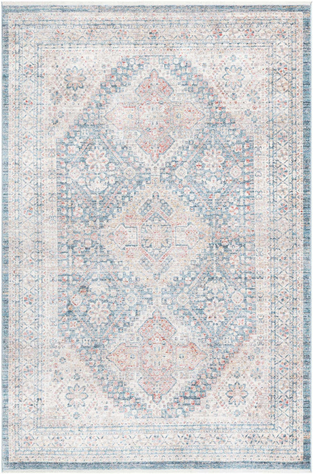 Blue 5' 1 x 7' 10 Noble Rectangle Area Rug 100% Polyester Traditional Distressed Classic Contemporary Carpet for Home Decor for Sale at Rug Engine