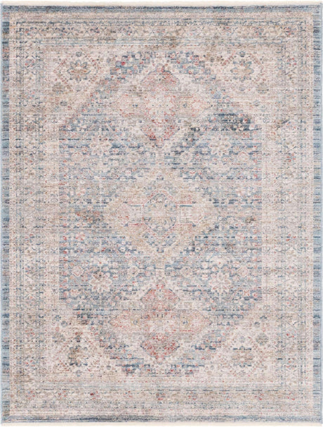 Blue 4' 1 x 5' 7 Noble Rectangle Area Rug 100% Polyester Traditional Distressed Classic Contemporary Carpet for Home Decor for Sale at Rug Engine