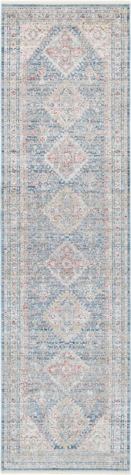 Blue 2' 7 x 10' Noble Runner Area Rug 100% Polyester Traditional Distressed Classic Contemporary Carpet for Home Decor for Sale at Rug Engine