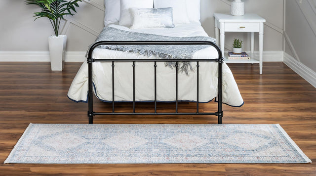 Blue 2' 2 x 5' 11 Noble Runner Area Rug 100% Polyester Traditional Distressed Classic Contemporary Carpet for Home Decor for Sale at Rug Engine