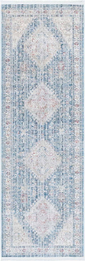 Blue 2' 2 x 5' 11 Noble Runner Area Rug 100% Polyester Traditional Distressed Classic Contemporary Carpet for Home Decor for Sale at Rug Engine
