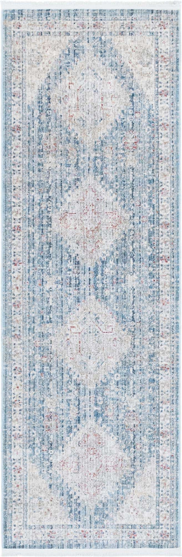 Blue 2' 2 x 5' 11 Noble Runner Area Rug 100% Polyester Traditional Distressed Classic Contemporary Carpet for Home Decor for Sale at Rug Engine