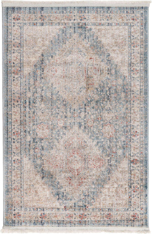 Blue 2' 2 x 3' 1 Noble Rectangle Area Rug 100% Polyester Traditional Distressed Classic Contemporary Carpet for Home Decor for Sale at Rug Engine