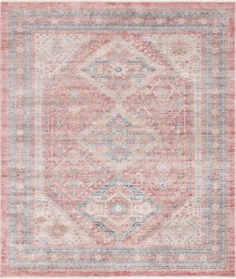 Rose Rust 8' x 10' Noble Rectangle Area Rug 100% Polyester Traditional Distressed Classic Contemporary Carpet for Home Decor for Sale at Rug Engine