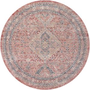 Rose Rust 6' x 6' Noble Round Area Rug 100% Polyester Traditional Distressed Classic Contemporary Carpet for Home Decor for Sale at Rug Engine