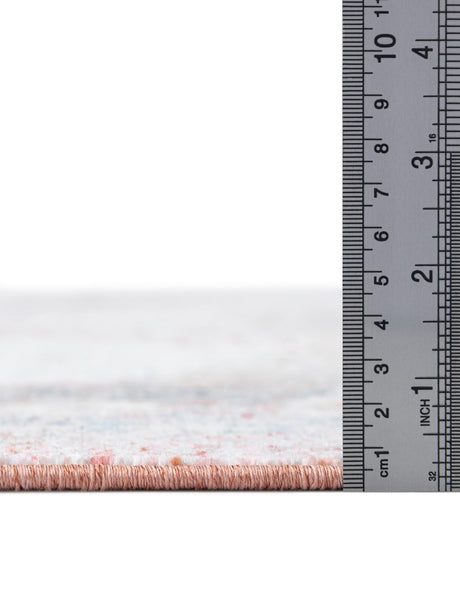 Rose Rust 6' x 6' Noble Round Area Rug 100% Polyester Traditional Distressed Classic Contemporary Carpet for Home Decor for Sale at Rug Engine