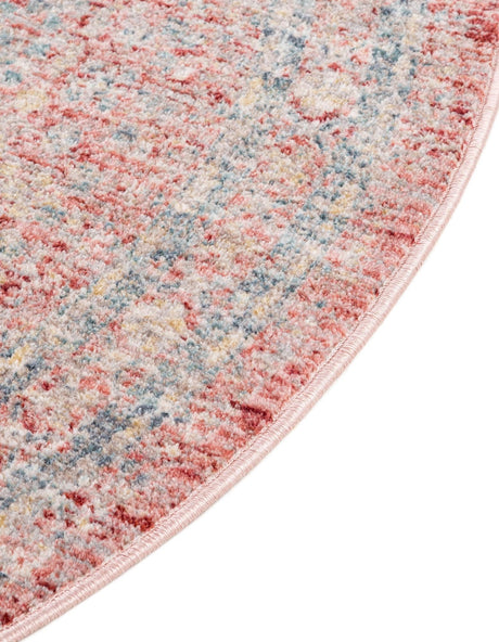 Rose Rust 6' x 6' Noble Round Area Rug 100% Polyester Traditional Distressed Classic Contemporary Carpet for Home Decor for Sale at Rug Engine