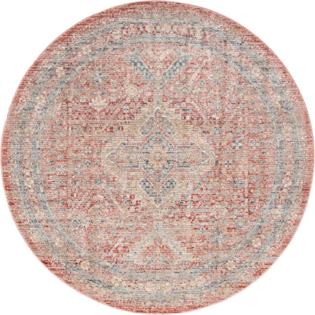 Rose Rust 5' 1 x 5' 1 Noble Round Area Rug 100% Polyester Traditional Distressed Classic Contemporary Carpet for Home Decor for Sale at Rug Engine