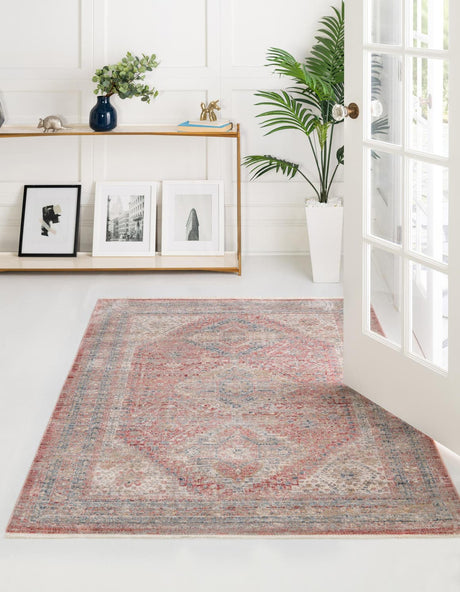 Rose Rust 5' 1 x 7' 10 Noble Rectangle Area Rug 100% Polyester Traditional Distressed Classic Contemporary Carpet for Home Decor for Sale at Rug Engine